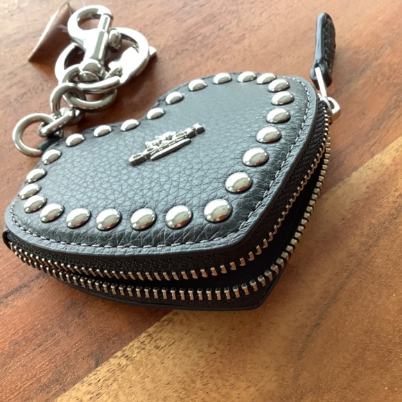 NWT Coach black heart pouch with rivets - Picture 3 of 7